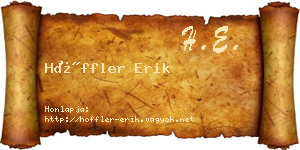 Höffler Erik névjegykártya